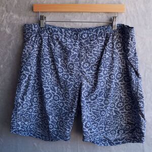 KAVU Blue Floral River Short Size M 7" Inseam Drawstring Relaxed Nylon Mesh